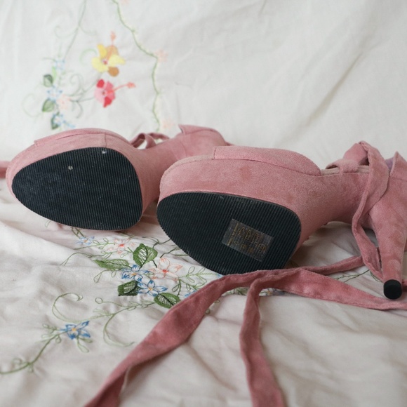 Pink Velvet Ballerina Pleasers - Picture 6 of 15